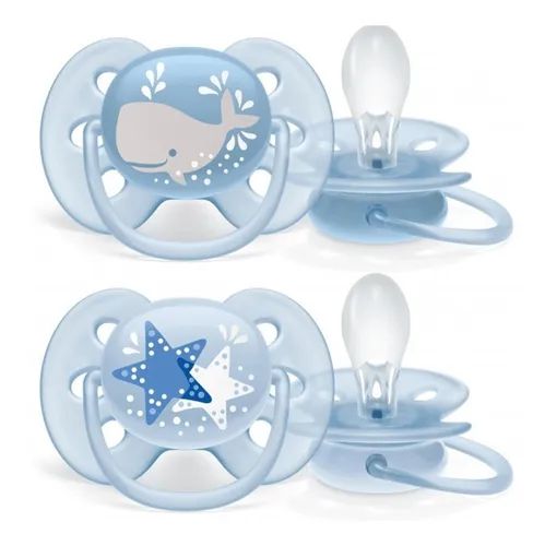 Chupeta Ultra Soft Dupla Estrela/Baleia 6-18m - Avent