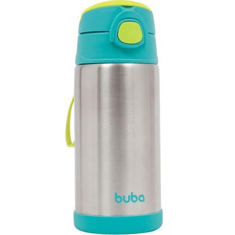 Garrafa Térmica Parede Dupla com Canudo 400ml Azul - Buba
