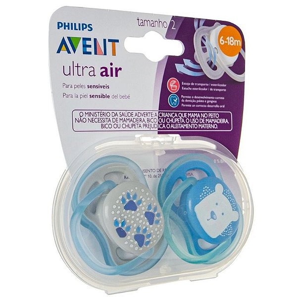Chupeta Ultra Air 6-18m Pata/Urso - Avent
