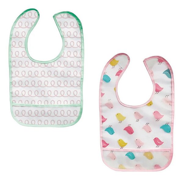 Kit 2 Babadores com Pega Migalhas Passarinho - Buba