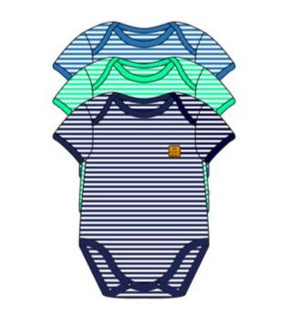 Kit com 3 Body Manga Curta Listrado Masculino - Baby Best