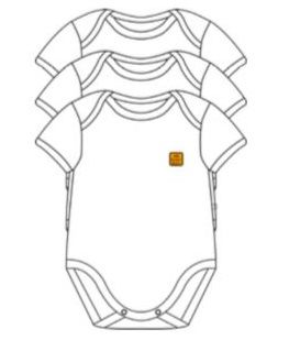 Kit com 3 Body Manga Curta Branco - Baby Best