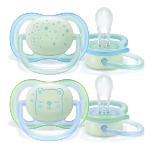 Chupeta Ultra Air 0-6m Dupla Night Time Menino SCF376/11 - Avent
