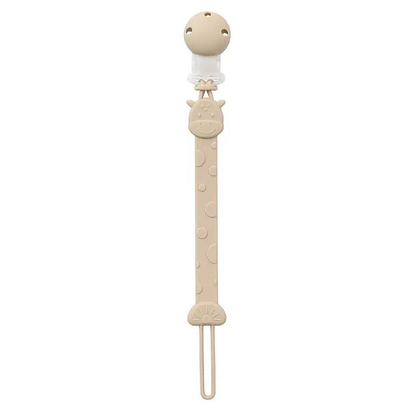 Prendedor de Chupeta em Silicone Girafa Nude