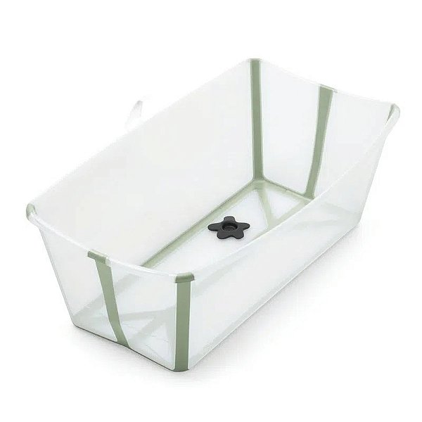 Banheira Portátil e Dobrável Verde Transparente com Plug Térmico - Stokke