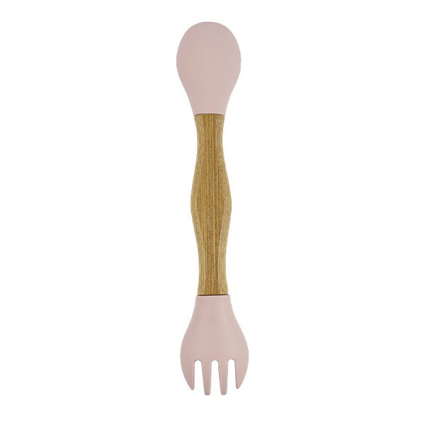 Talher Duplo de Bambu e Silicone Rosa - Clingo