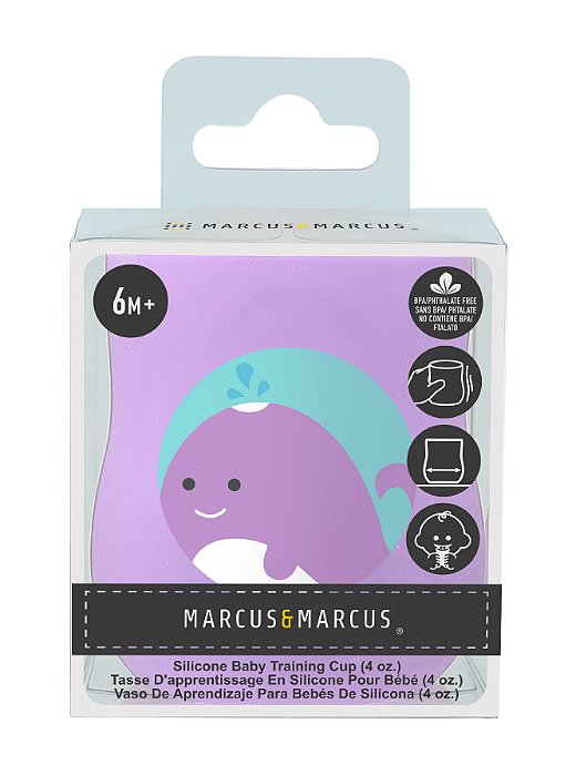 Copo Anatômico em Silicone 120ml Baleia Lilás - Marcus & Marcus