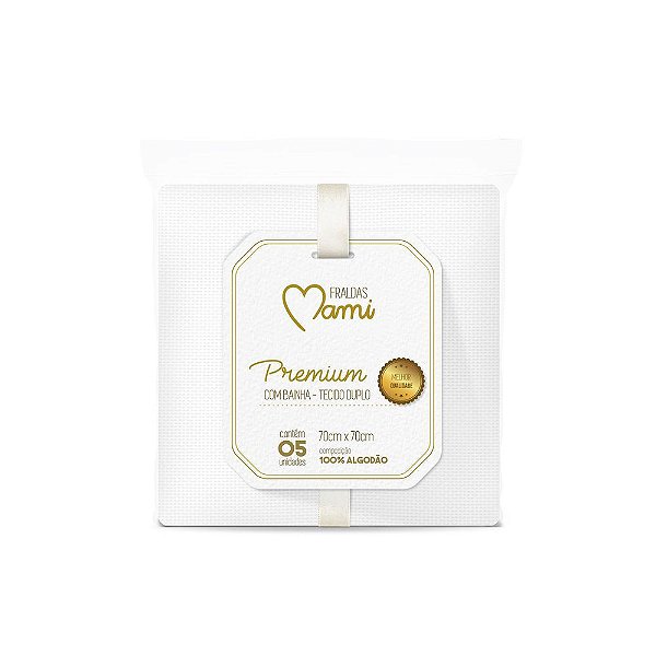 Fralda Premium com Bainha Branca 5 UN - Mami