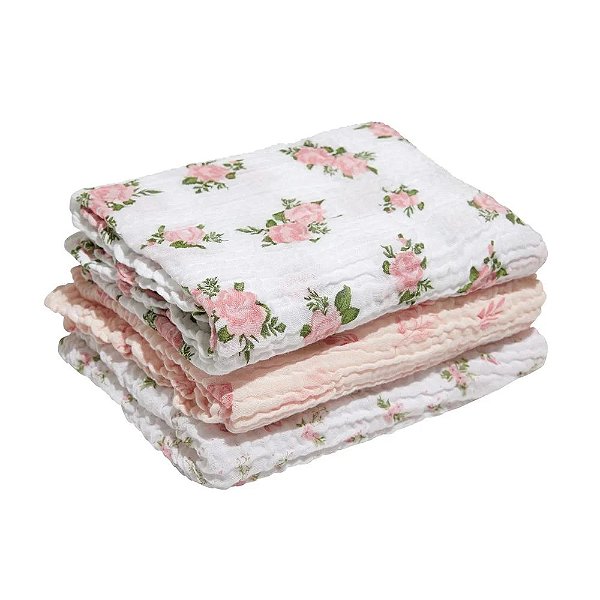 Cueiro Swaddle Soft Bamboo Feminino 3 UN - Mami