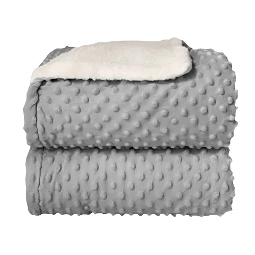 Cobertor Plush com Sherpa Dots Cinza