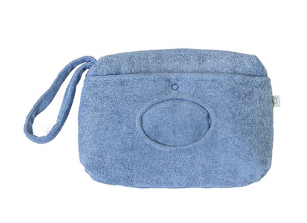 Necessaire com Porta Lenço Umedecido Atoalhado Azul - D'Bella for Baby