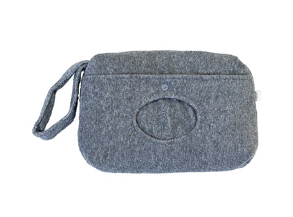 Necessaire com Porta Lenço Umedecido Atoalhado Cinza Mescla - D'Bella for Baby