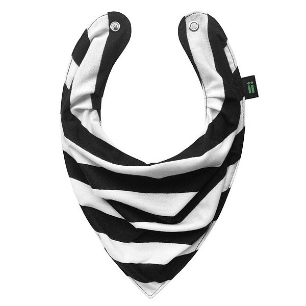 Babador Bandana Listrado Branco e Preto - Gumii