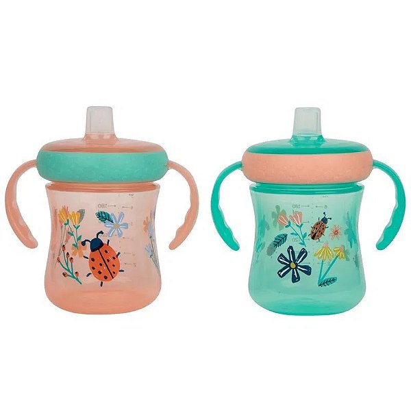 Copos de Treinamento Anti Respingo com Alça Bico Silicone Jardim 207ml (2 UN) - The First Years