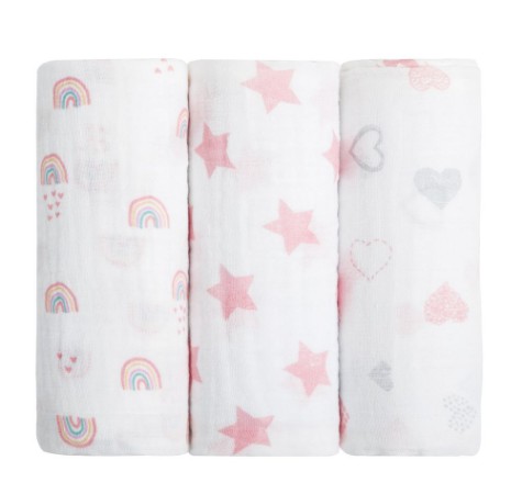 Cueiro Swaddle Soft Estampado 80cm x 80cm (3un) Chuva de Amor - Papi