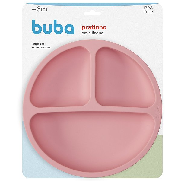 Pratinho em Silicone com Ventosa Rosa - Buba