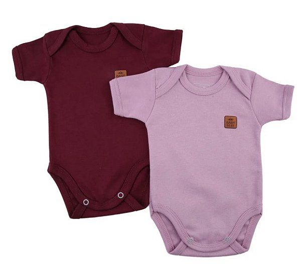 Kit com 2 Body Manga Curta Suedine Feminino - Baby Best