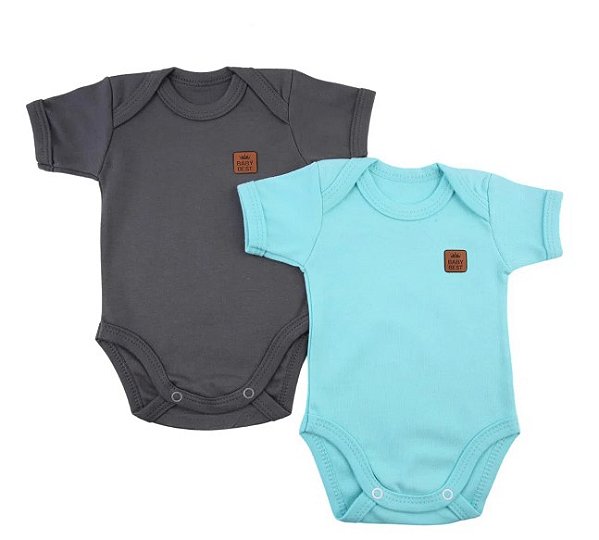 Kit com 2 Body Manga Curta Suedine Unisex - Baby Best