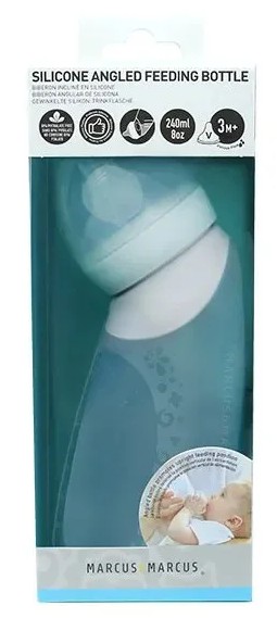 Mamadeira Angulada em Silicone 240ml Verde - Marcus & Marcus