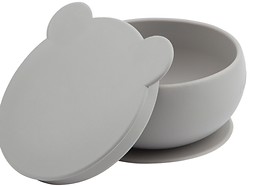 Bowl em Silicone com Sucção e Tampa Powder Grey - Minikoioi