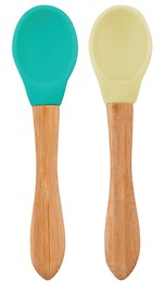 Colher em Silicone Scoops Verde e Amarelo (2 uni) - Minikoioi