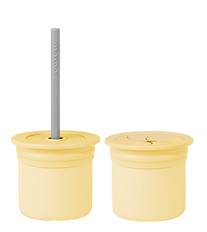 Conjunto Copo com Tampas e Canudo Amarelo e Cinza - Minikoioi