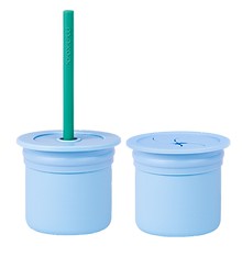 Conjunto Copo com Tampas e Canudo Azul e Verde - Minikoioi