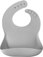 Babador em Silicone com Cata Migalhas Powder Grey - Minikoioi