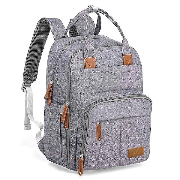 Mochila Maternidade Alice Cinza Claro