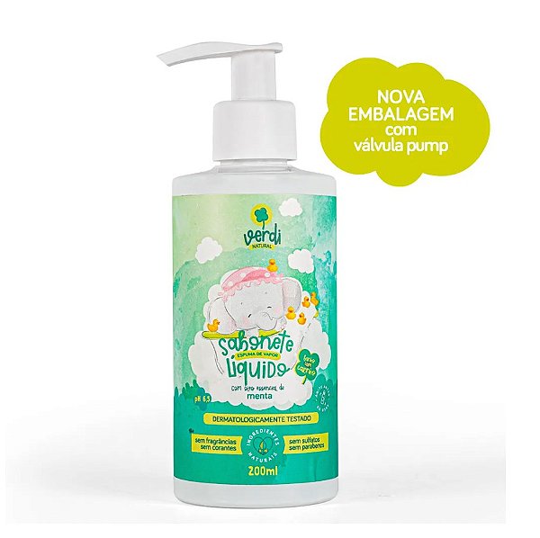 Sabonete Líquido e Shampoo 100% Natural Espuma de Vapor com Óleo Essencial de Menta