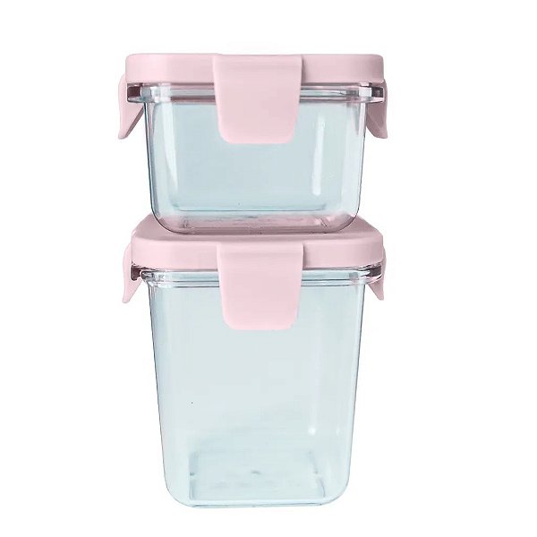Kit com 2 Potes em Tritan 120ml e 240ml Rosa Bebê - Marcus & Marcus