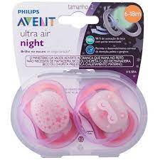 Chupeta Ultra Air 6-18m Night Time Menina SCF376/22 - Avent