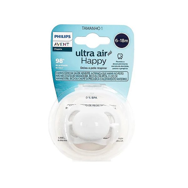 Chupeta Ultra Air Happy Unitária Neutra 6-18Meses - Avent