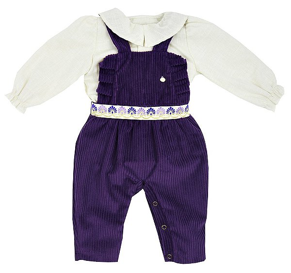 Jardineira com Body Dorothy Roxo - Grow Up