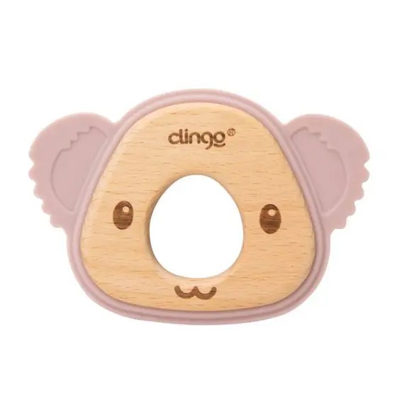 Brinquedo Mordedor Madeira e Silicone Coala Rose - Clingo