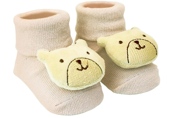 Pantufa com Chocalho Urso Bege - Clingo