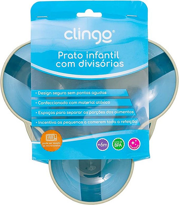 Prato com Divisória Colors Azul - Clingo