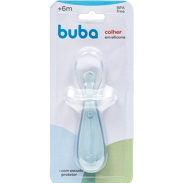 Colher de Silicone com Protetor Azul - Buba