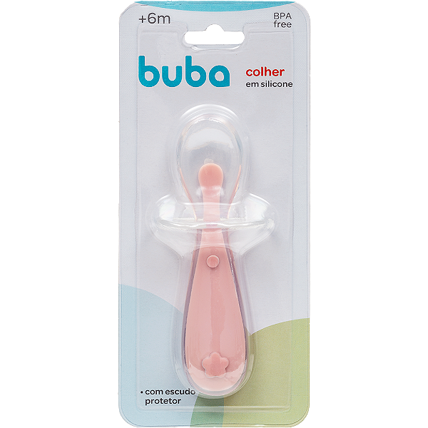 Colher de Silicone com Protetor Rosa - Buba
