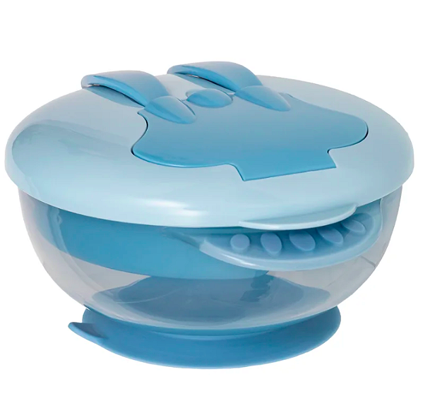 Kit de Refeição com Compartimento e Talheres Azul Buba