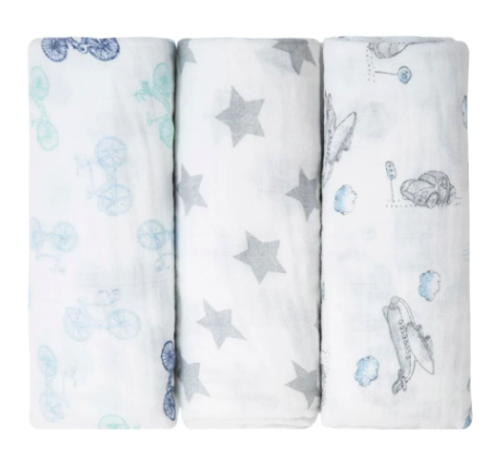 Cueiro Swaddle Soft Estampado 80Cm X 80Cm (  Kit com 03 Un)