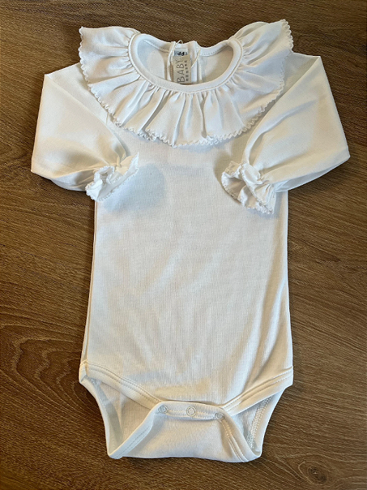 Body Branco Pima Babado - Totalbaby