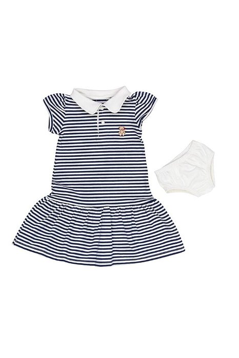 Vestido Polo com Calcinha Listrado Azul