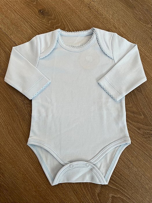 Body Liso Manga Comprida Azul Celeste Pima Peruano