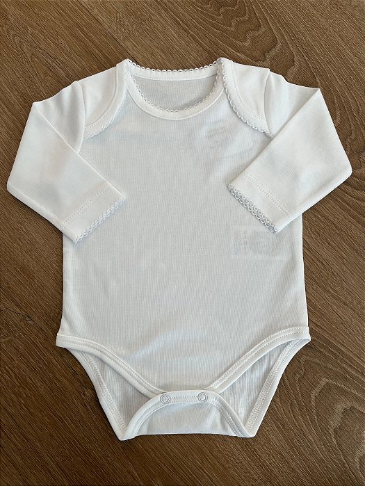 Body Liso Manga Comprida Branco Pima Peruano