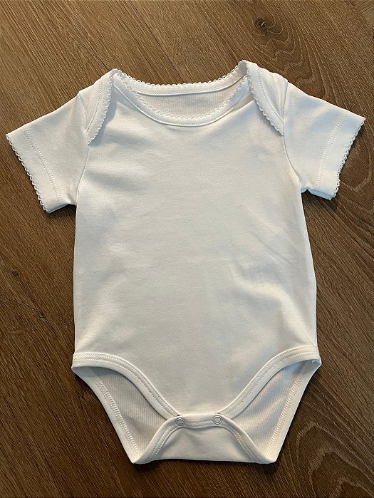 Body Liso Manga Curta Branco Pima Peruano