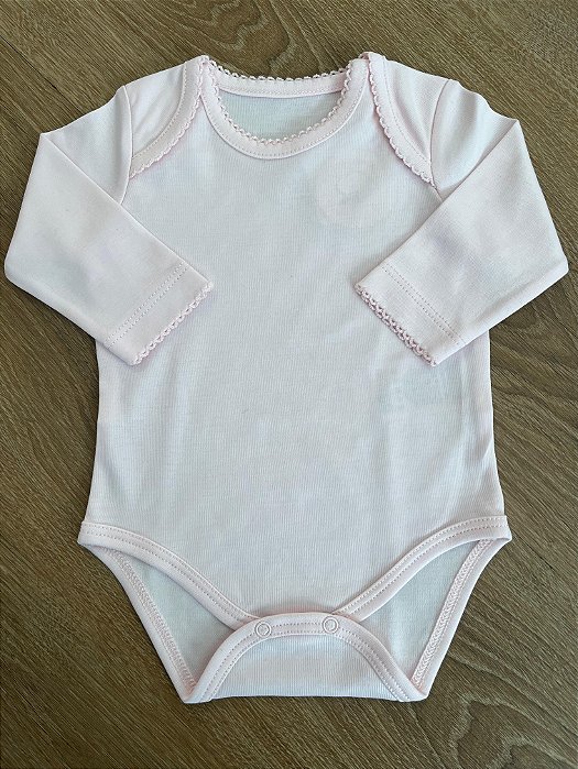 Body Liso Manga Comprida Rosa Pima Peruano