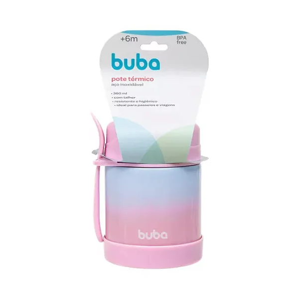 Pote Termico Degrade Com Colher Rosa- Buba