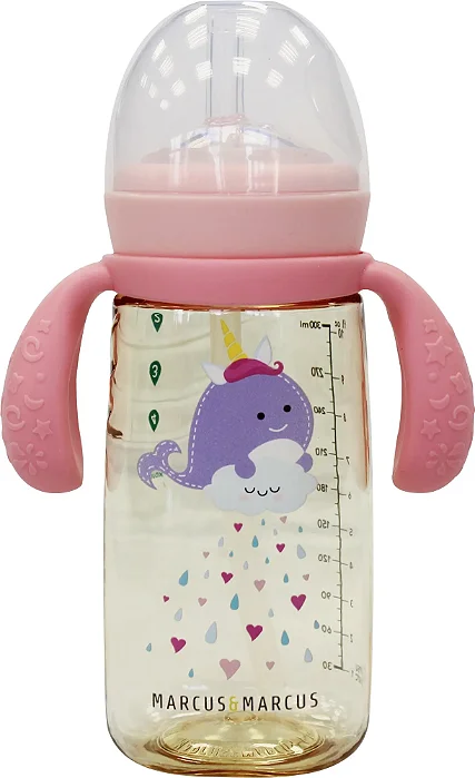 Copo de Transição com Bico e Canudo em Silicone 300ml Baleia Willo - Marcus & Marcus