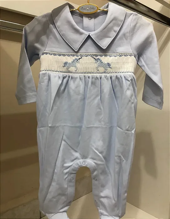 Macacão Smock Unicórnio Azul